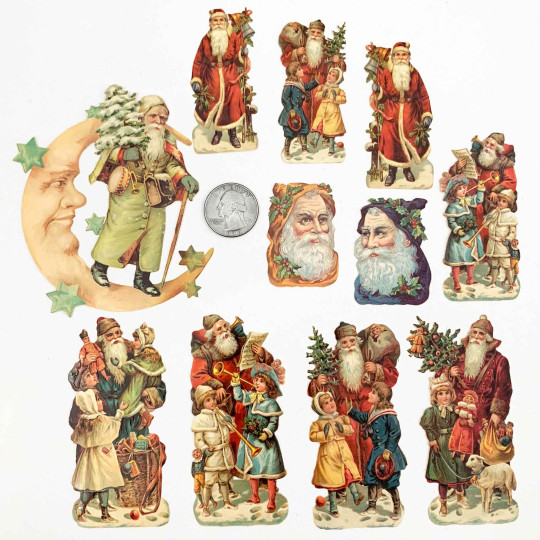 Santa with Moon Loose Christmas Paper Scrap Pack
